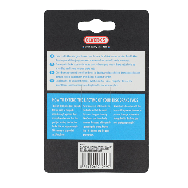 Plaquettes de frein VTT Elvedes soft organic Shimano XT M8000-M785 XTR M9000-M985 SLX M7000-M666-M675 paire - vue 3