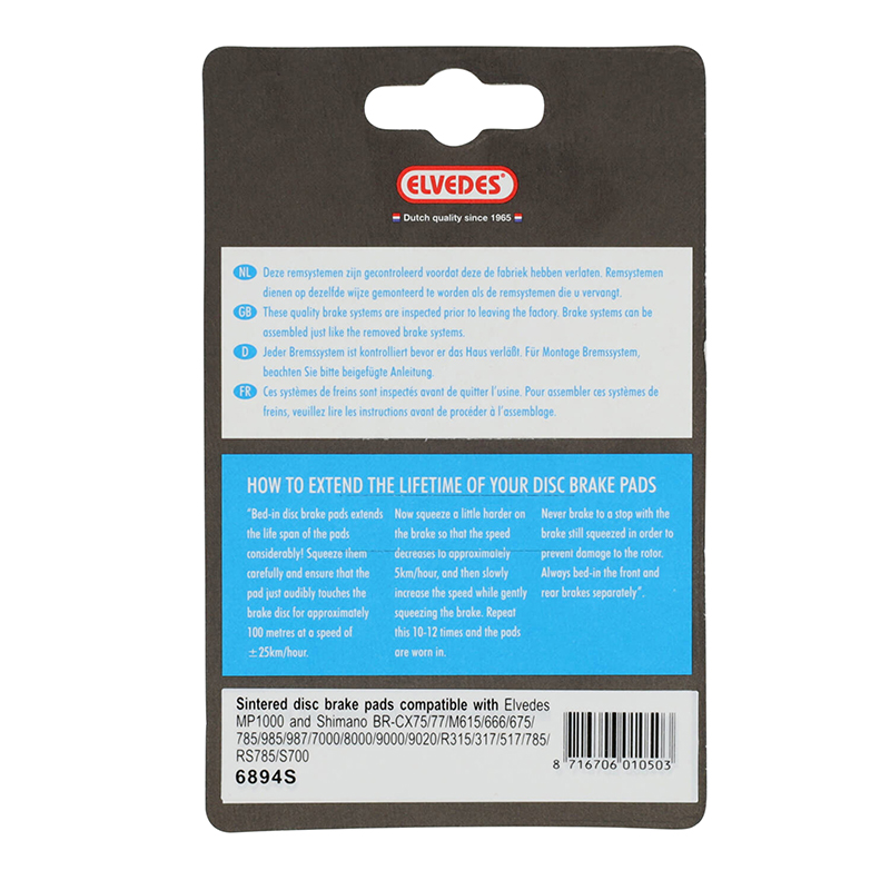 Plaquettes de frein VTT Elvedes semi-métalliques pour Shimano XT M8000-M785, XTR M9000-M985, SLX M7000-M666-M675 - vue 3