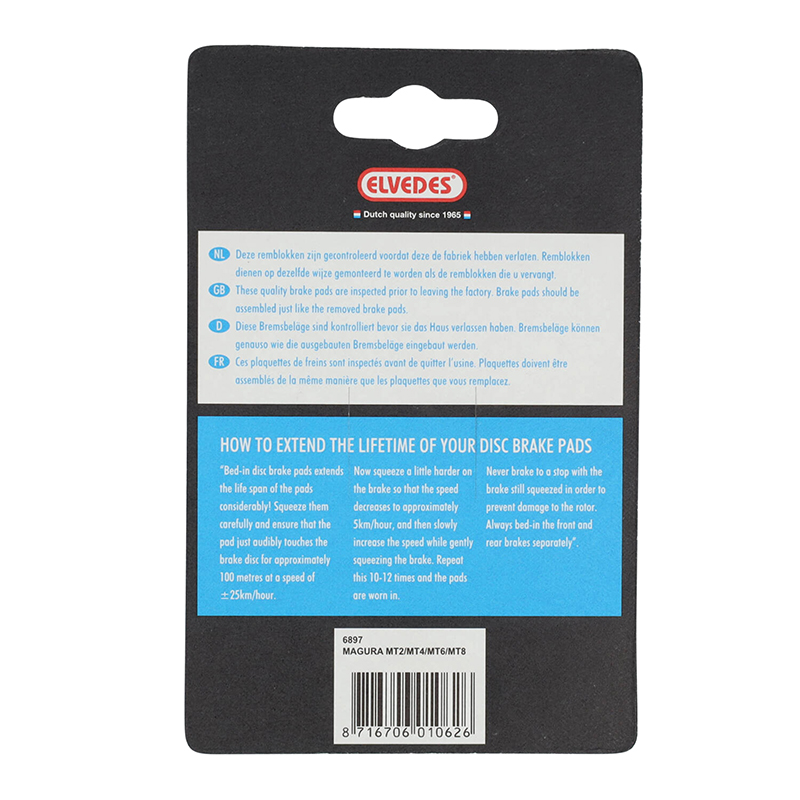 Plaquettes de frein VTT Elvedes soft organic Magura MT2-MT4-MT6-MT8 (paire) - vue 3