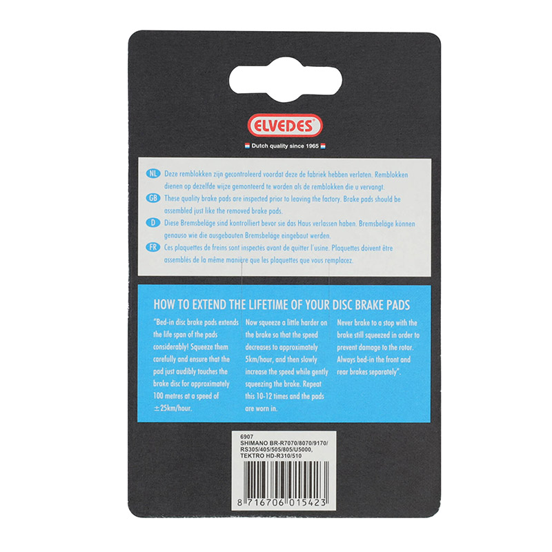 Plaquettes de frein route Elvedes soft organic pour Shimano Dura-Ace R9170, Ultegra R8070, Tiagra R4770, RS805, RS505, RS405, RS305 - vue 3