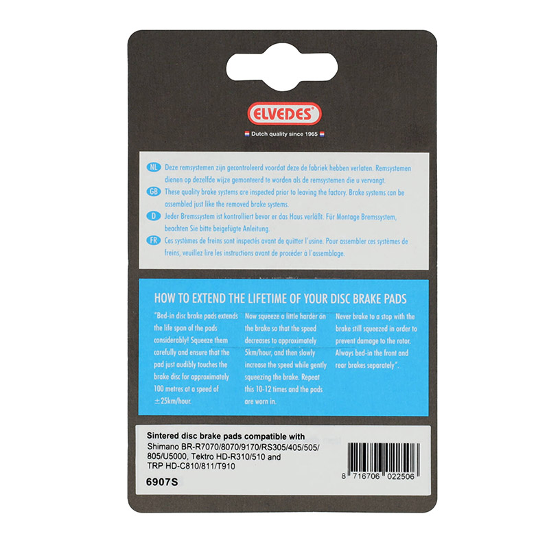 Plaquettes de frein route Elvedes semi-métalliques dures pour Shimano Dura-Ace R9170, Ultegra R8070, Tiagra R4770, RS805, RS505, RS405, RS305 (paire) - vue 3