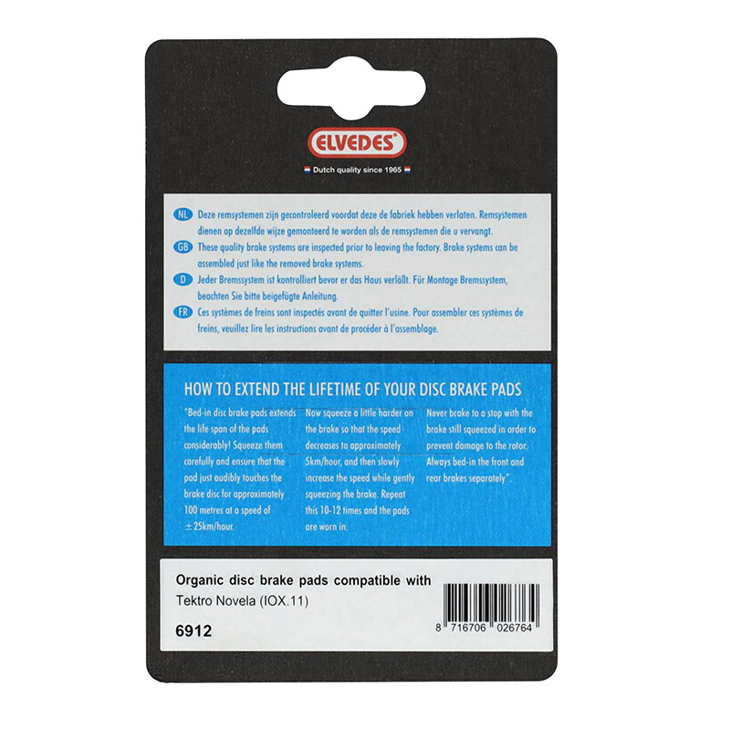 Plaquettes de frein VTT Elvedes Tektro Novela IOX.11 soft organic - vue 3