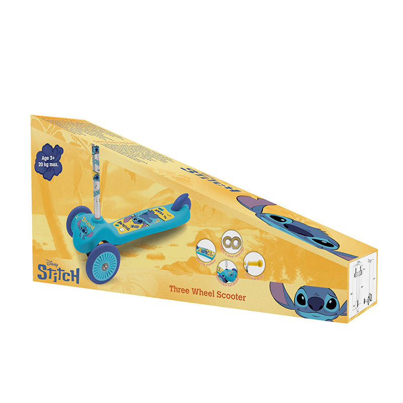 Trottinette enfant Disney 3 roues Stitch bleu pliable et réglable avec frein roue arrière - vue 4