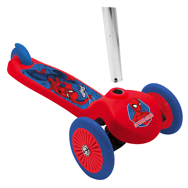 Trottinette enfant Disney Spiderman 3 roues rouge pliable et réglable avec frein roue arrière - vue 3