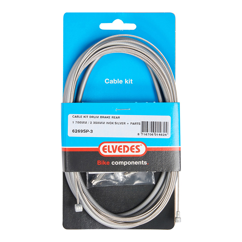 Kit câble et gaine de frein à tambour Elvedes câble inox gaine noir 1700 mm - 2350 mm