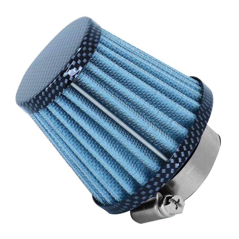 Filtre à air Replay KN Middle FD carbone-bleu fixation droite diam 35-28