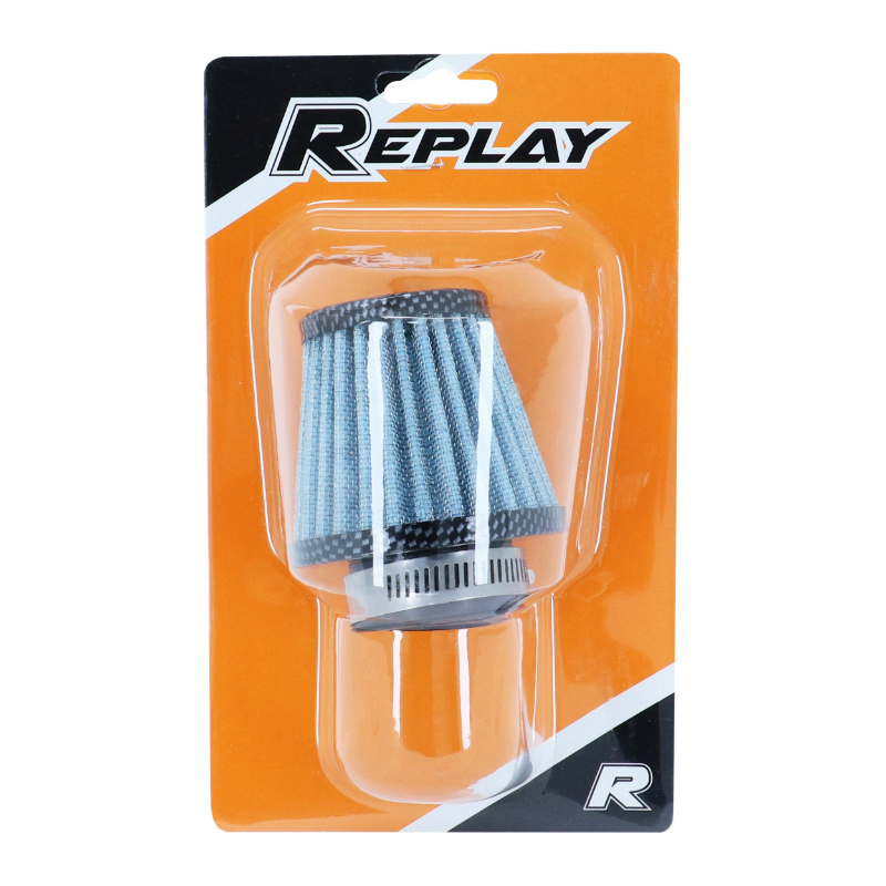 Filtre à air Replay KN Middle FD carbone-bleu fixation droite diam 35-28 - vue 3