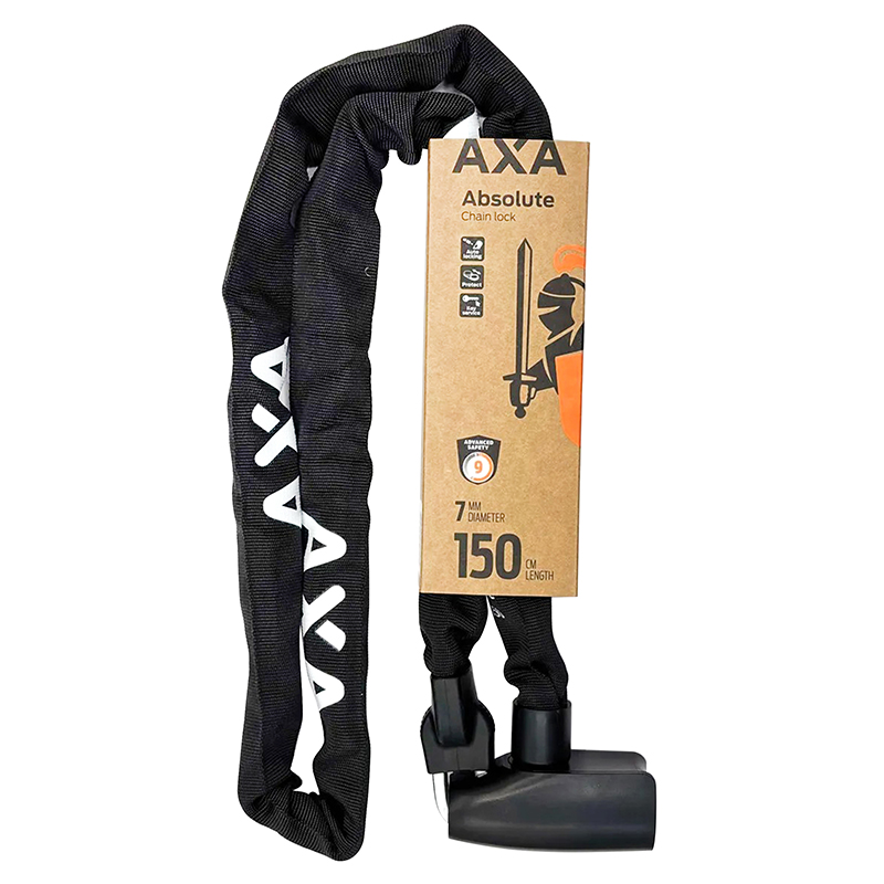 Antivol velo chaine a cle Axa absolute diam 7 MM L1.50M noir - securite niveau 9-15 - vue 4
