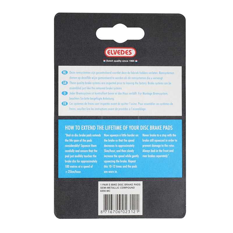 Plaquettes de frein VTT Elvedes semi-métalliques medium Avid Elixir 9-7-5 / SRAM XX-XO-DB (paire) - vue 6