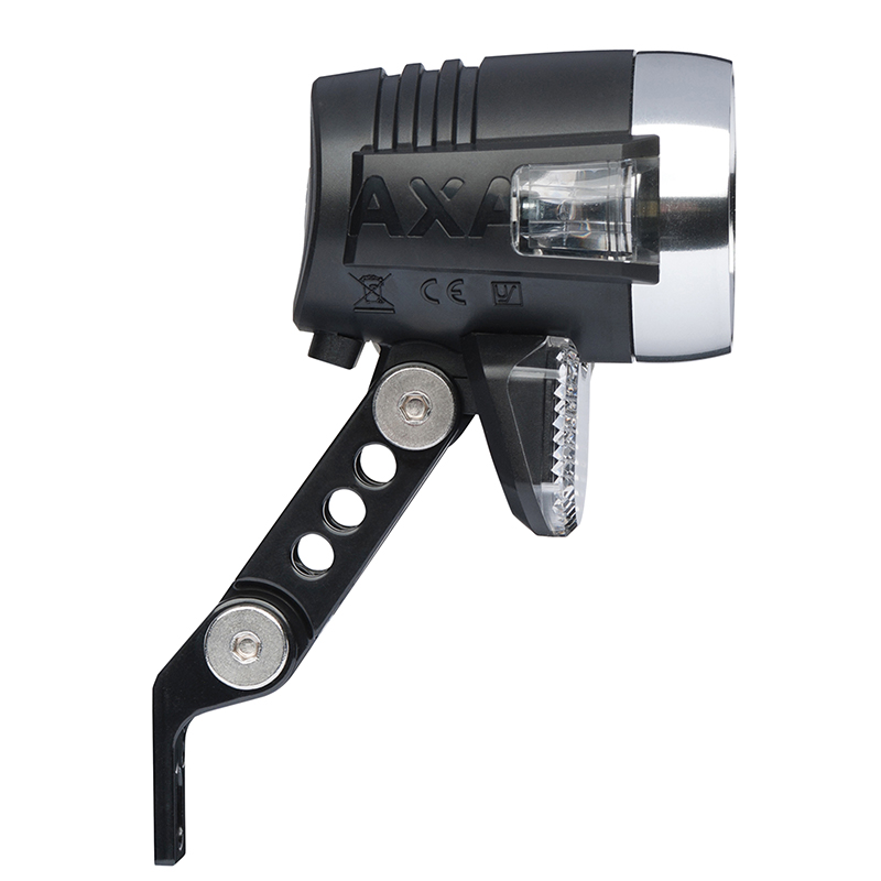 Eclairage velo vae - e-bike avant sur fourche Axa blueline 6-12V 50LUX (38MM) noir compatible dynamo - pour voir a 70M et visible a 4KMS - vue 2