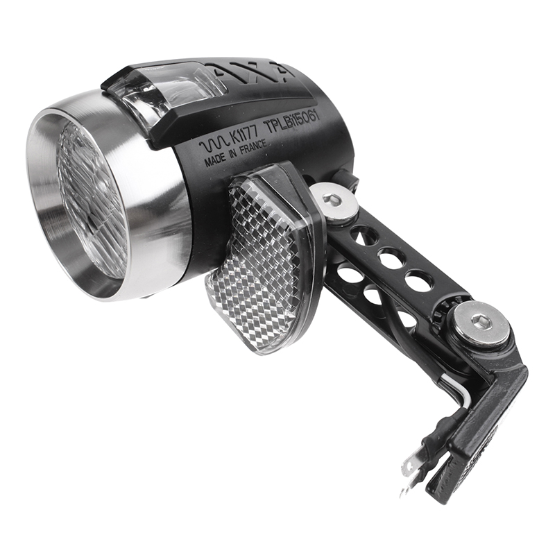 Eclairage velo vae - e-bike avant sur fourche Axa blueline 6-12V 50LUX (38MM) noir compatible dynamo - pour voir a 70M et visible a 4KMS - vue 4