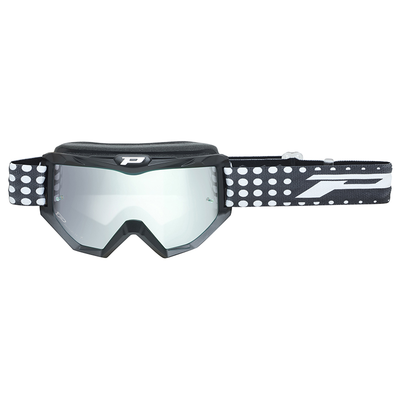 Masque-lunettes cross Progrip 3201 FL Atzaki multicouche noir mat écran miroir argent anti-rayures anti-UV compatible avec lunettes de vue