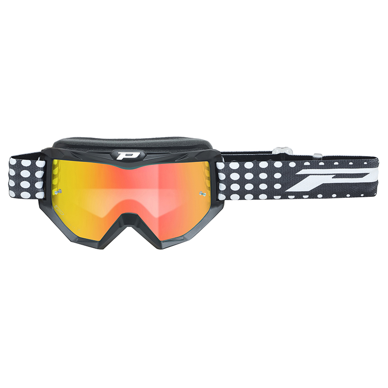 Masque-lunettes cross Progrip 3201 FL Atzaki multicouche noir mat écran miroir rouge anti-rayures anti-UV compatible lunettes de vue
