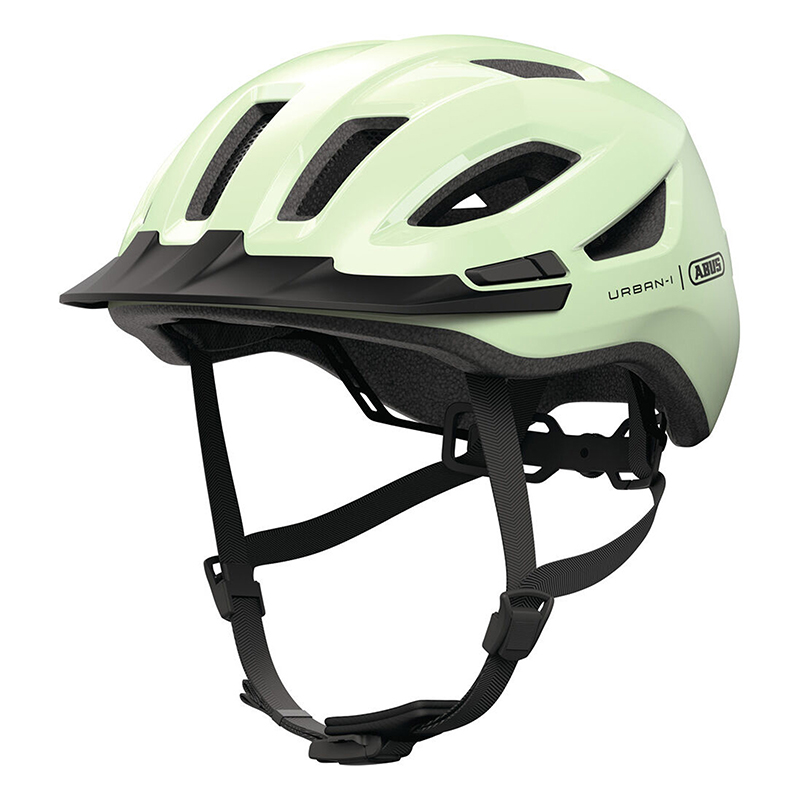 Casque vélo adulte Abus Urban-I 4.0 vert pistache taille M (54-58 cm) réglage molette éclairage arrière USB - vue 2