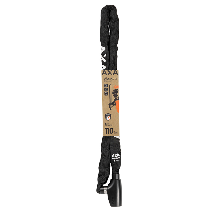 Antivol velo chaine a cle Axa absolute diam 5 MM L1.10M noir - securite niveau 7-15 - vue 2