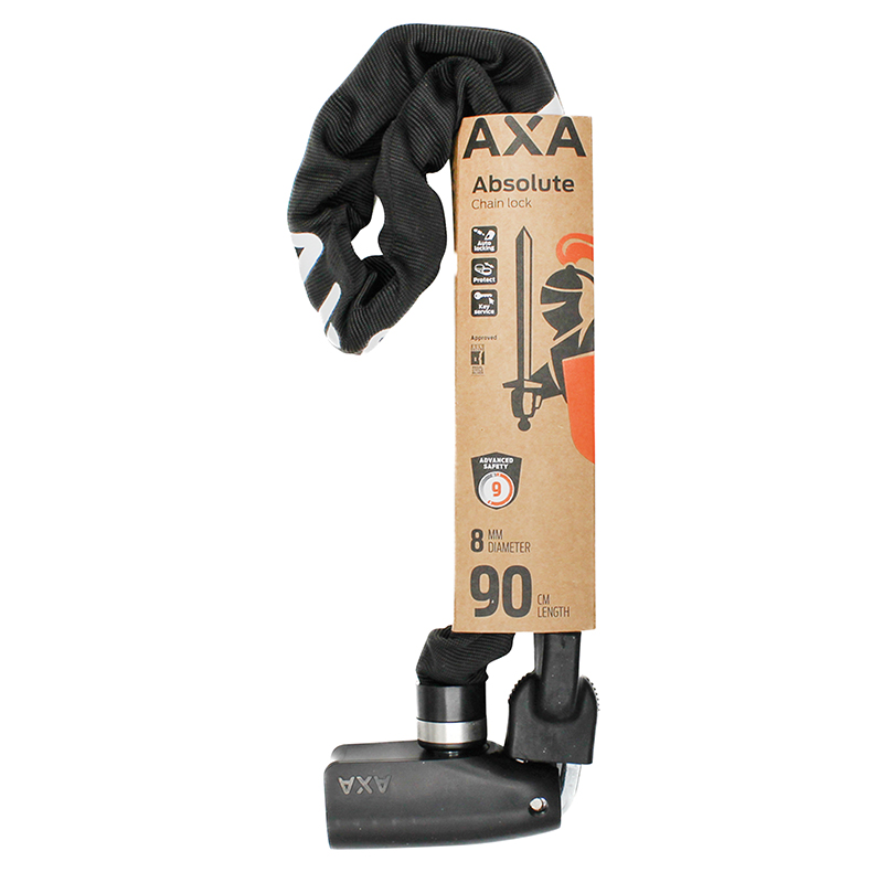 Antivol velo chaine a cle Axa absolute diam 8 MM L0.90M noir - niveau protection eleve pour velo electrique - securite niveau 9-15 - vue 6