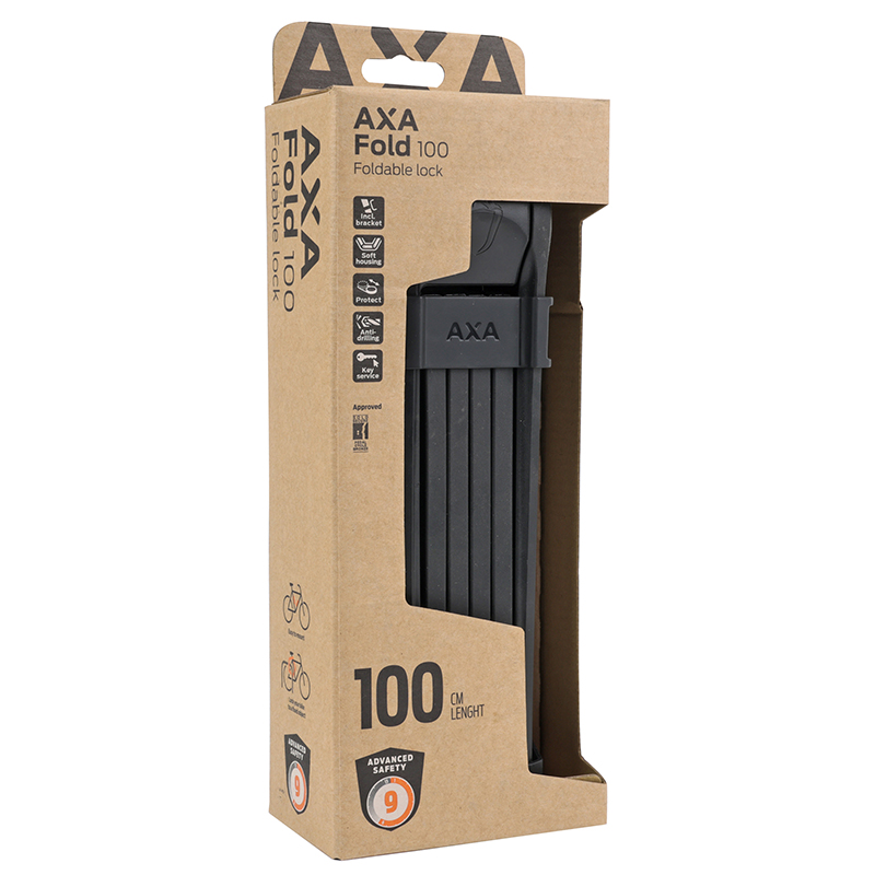 Antivol vélo pliable AXA Fold 100 L 90 cm noir avec support (maillon 7 mm) - Sécurité niveau 9-15 - vue 7