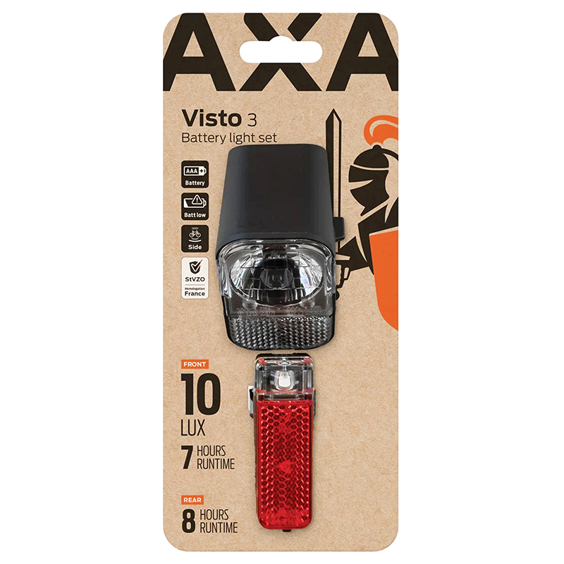 Kit d'éclairage vélo AXA Visto 3 LED noir avec interrupteur - vue 8