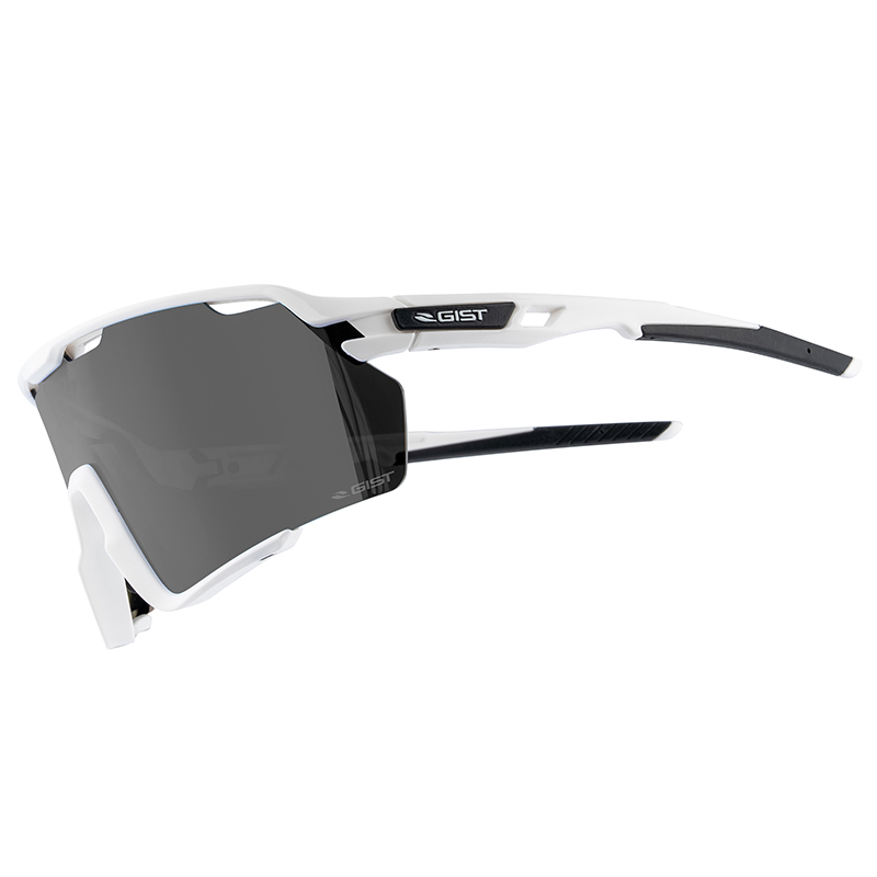 LUNETTES VELO ADULTE GIST NOVA MONTURE BLANC VERRE FUME POLYCARBONATE (PROTECTION 100% CONTRE UVA, UVB, UVC ET LUMIERE BLEUE) COMPATIBLE CLIP VERRES CORRECTEURS REF 225388