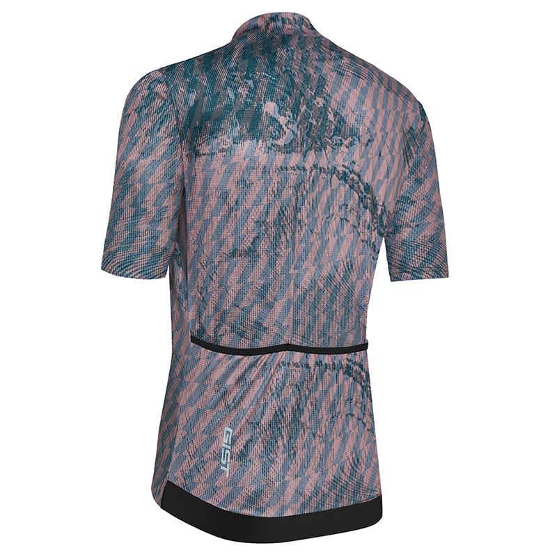 Maillot GIST été manches courtes zip intégral à rayures bleu-violet XXL -5347 - vue 2