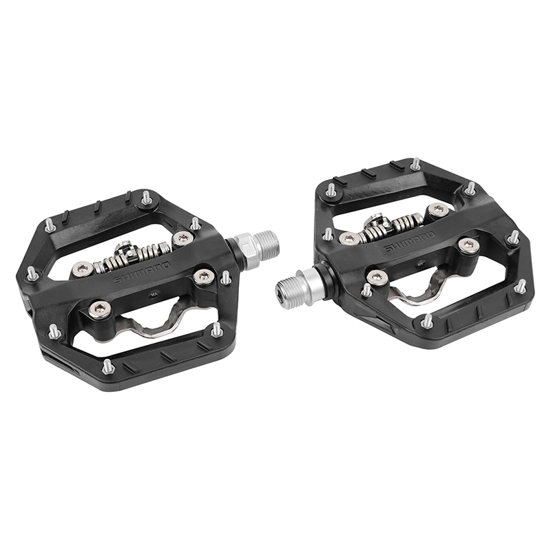 Pédales VTT automatiques plates Shimano MEH510 SPD noires avec cales (paire) - vue 2