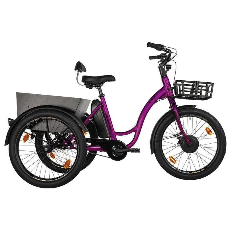Tricycle electrique-vae city Leader Fox 24" lovelo 2025 mixte violet brillant 3V shimano nexus moteur roue av bafang 36V 45NM batterie 16,7AH (avec differentiel) - vue 2