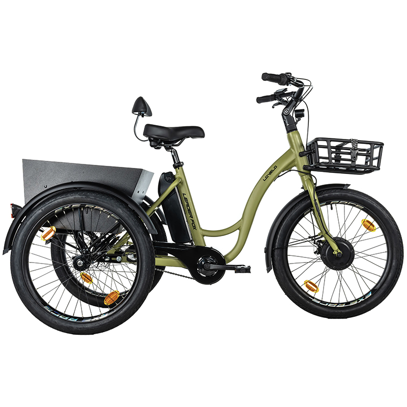 Tricycle électrique Leader Fox Lovelo 24" mixte vert kaki 2025 - Moteur Bafang 36V 45Nm - vue 2