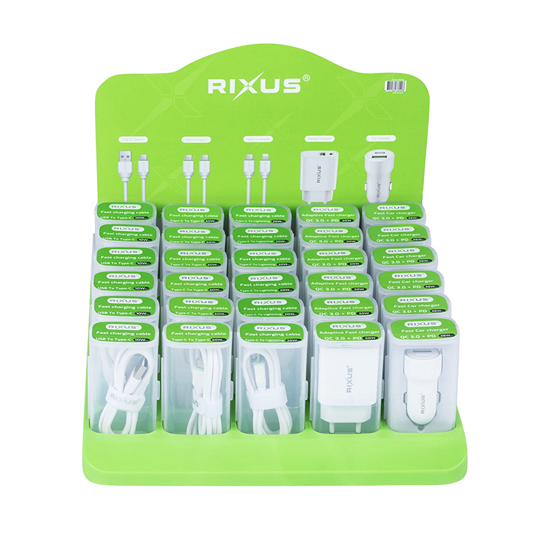 Présentoir Rixus pour câbles et chargeurs USB-C (6x12W, 6x60W, 6x20W Lightning, 6x chargeur secteur, 6x chargeur voiture) - vue 2
