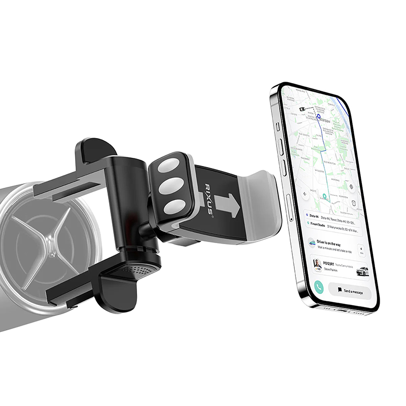 Support smartphone universel Rixus à pince rotation 360° fixation grille ventilation ronde voiture RXHW28 - vue 2
