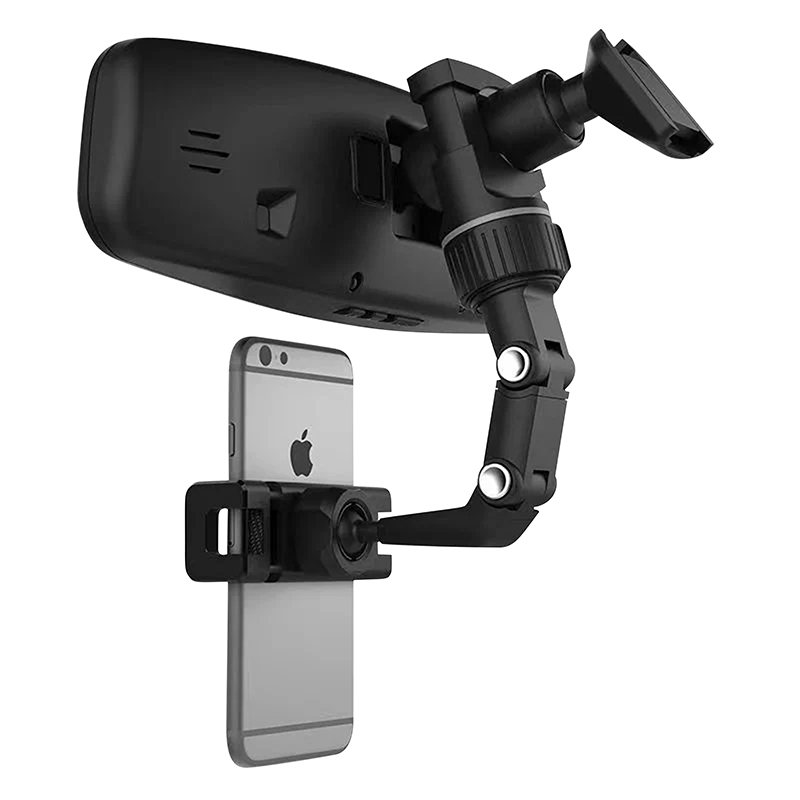 Support smartphone universel Rixus à pince rotation 360° noir fixation rétroviseur - RXHM46 - vue 2