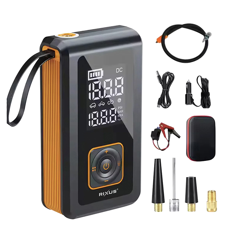 Mini compresseur air-démarreur batterie Rixus 4 en 1 8000 mAh 5V2A noir avec écran numérique 24L/min max 10,3 bar RXAP05 - vue 2
