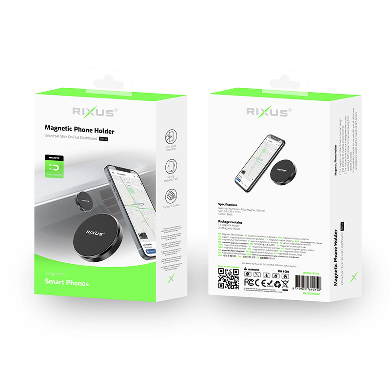 Support smartphone universel magnétique Rixus noir RXH4 - vue 2