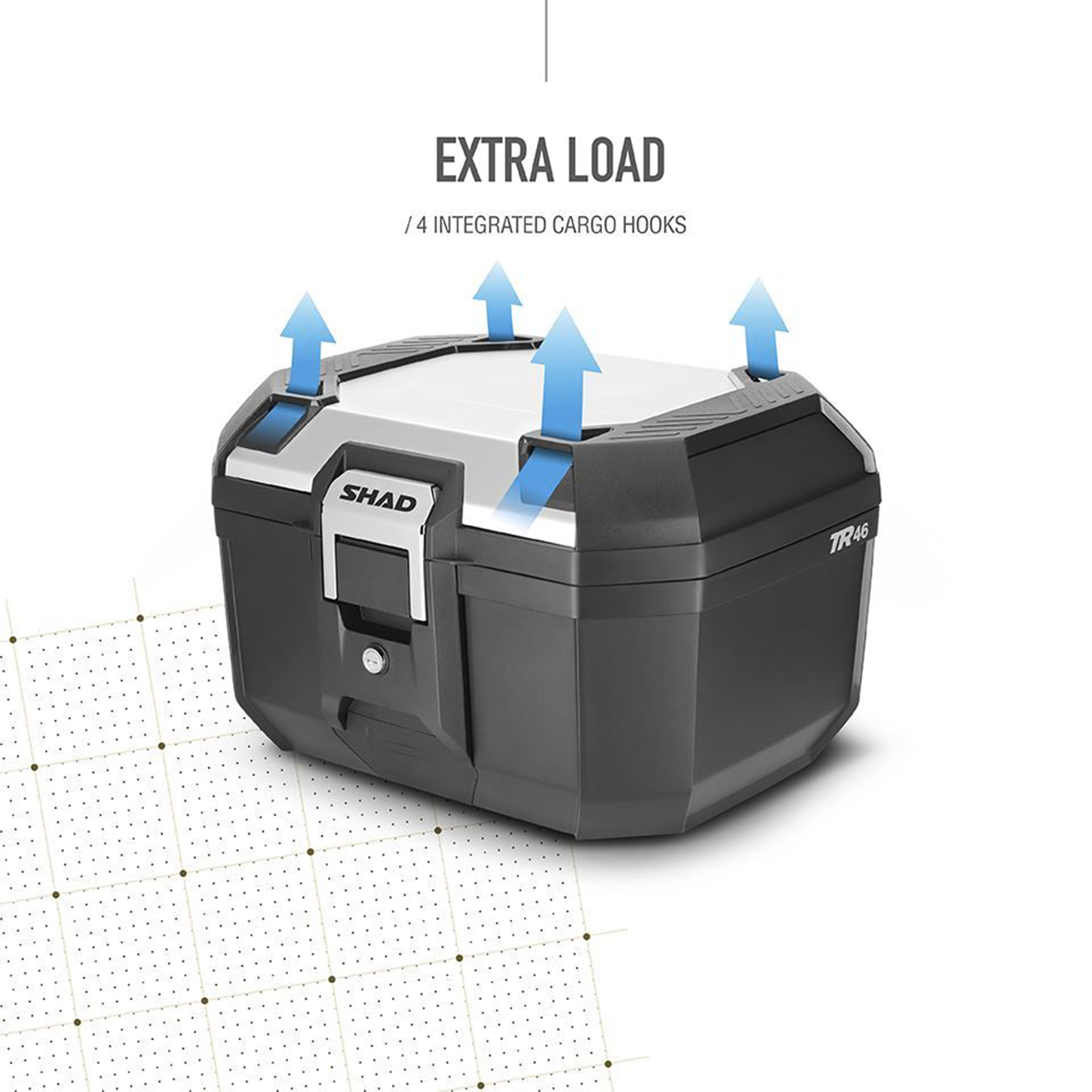Top case Shad TR46 terra 46L noir couvercle aluminium - capacite 1 casques modulable et 1 casque jet (platine incluse) (D0TR46200) - vue 4