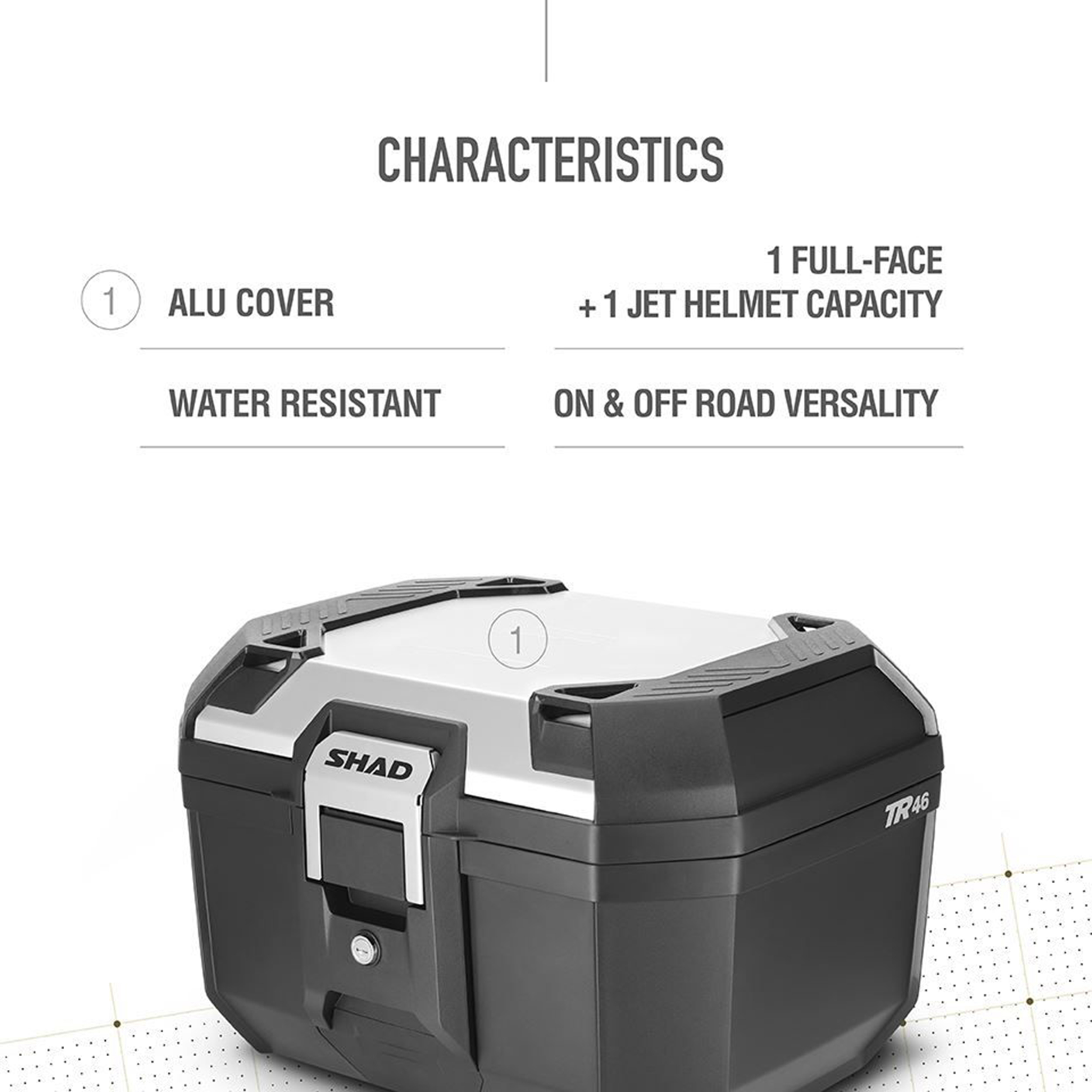 Top case Shad TR46 terra 46L noir couvercle aluminium - capacite 1 casques modulable et 1 casque jet (platine incluse) (D0TR46200) - vue 5