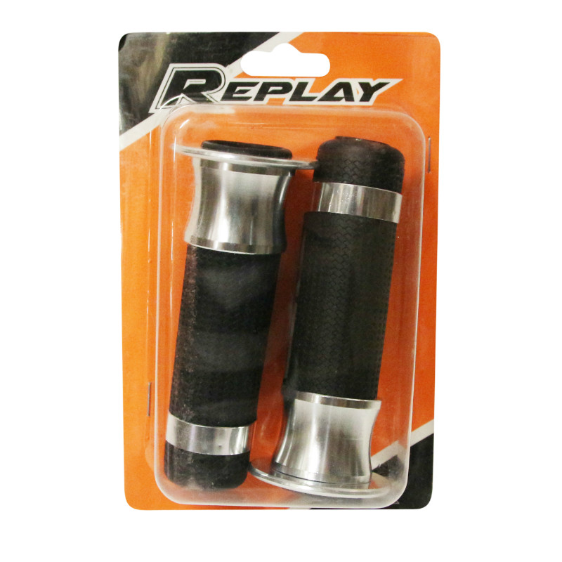 Revêtement de poignée REPLAY Moto On Road R382 Argent Closed End 115 mm (paire) - vue 2