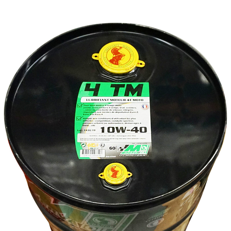 Huile moteur 4 temps MINERVA OIL synthèse 10W40 pour maxiscooter et moto (60 l) - vue 2
