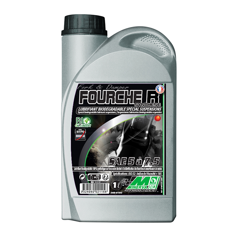 Huile de fourche et amortisseur Minerva synthèse 5W à 7,5W 1L
