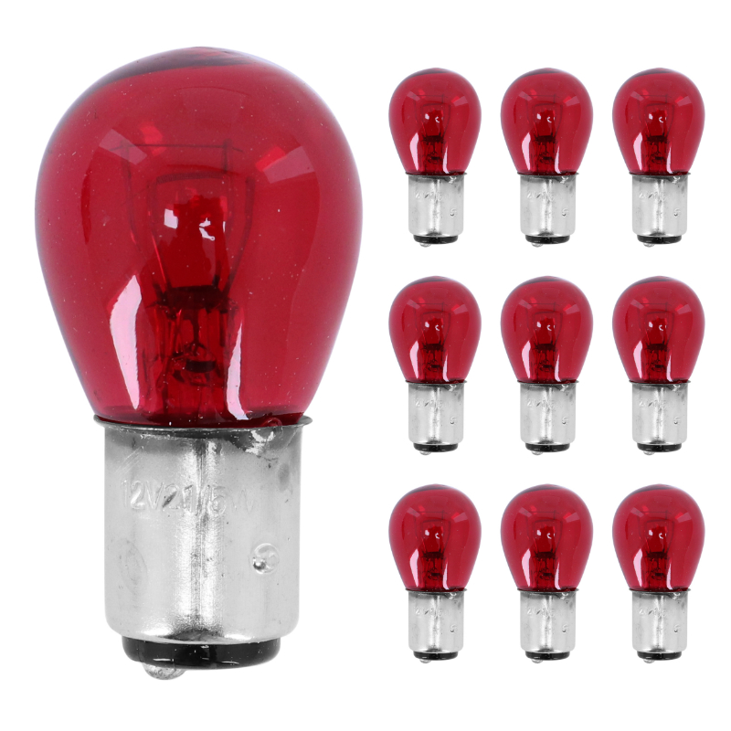 Ampoule standard 12V 21-5W culot BAY15D P21-5W rouge feu arrière stop REPLAY (boîte de 10)