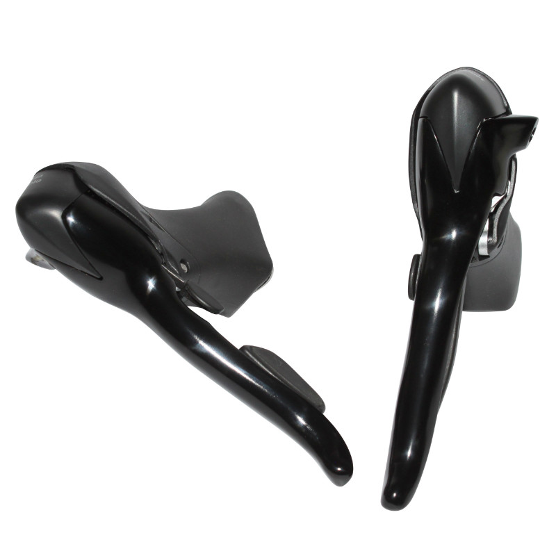 Levier-manette route patin Microshift 7V double alu noir compatible Shimano (paire)