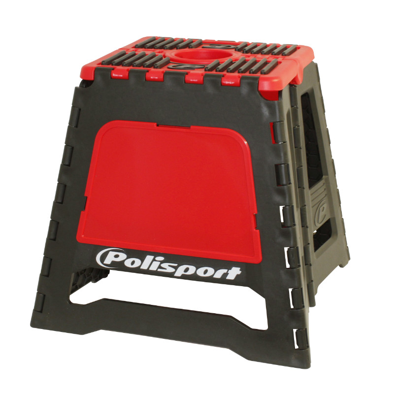 Trépied lève-béquille moto cross Polisport MX stand pliable noir-rouge (300 x 420 x 450 mm)