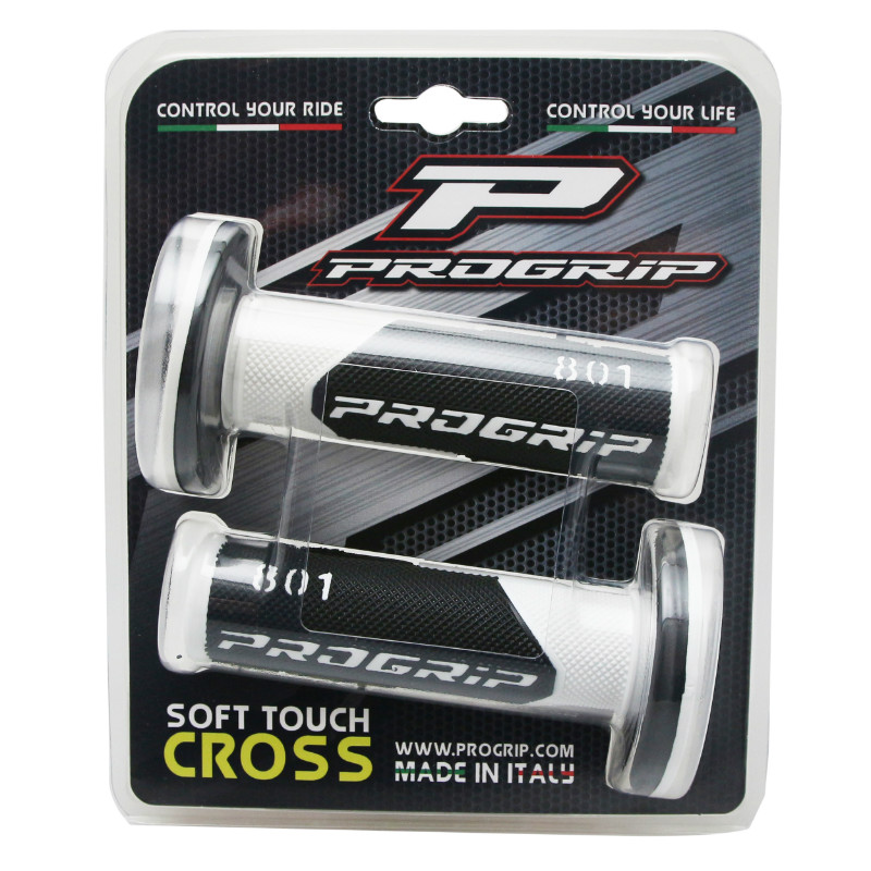 Revêtement de poignée Progrip 801 double densité base blanc-noir closed end 115 mm (paire) - vue 2