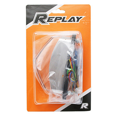 Feu arrière 50 à boîte adaptable Derbi 50 Senda DRD, X-Race, X-Treme - Gilera 50 SMT, RCR transparent à LED avec clignotants (entraxe 112 mm) homologué CE - vue 3