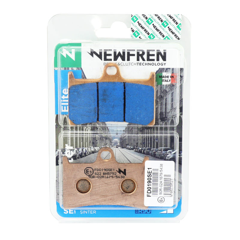 Plaquette de frein Newfren pour yamaha 560 TMAX 2020+ av, 530 TMAX 2012+2019 av, 500 TMAX 2008+2011 av, 700 MT-07 2014+ av (l 69.5MM - h 51MM - p 8.5MM) (FD0190BE) (elite metal fritte) - vue 3