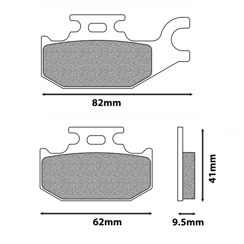 Plaquette de frein Newfren pour suzuki 125 burgman 2007+ ar, 125 sixteen 2008+2011 ar (l 82MM-62MM - h 41MM - p 9.5MM) (FD0301BE) (elite organique) - vue 2