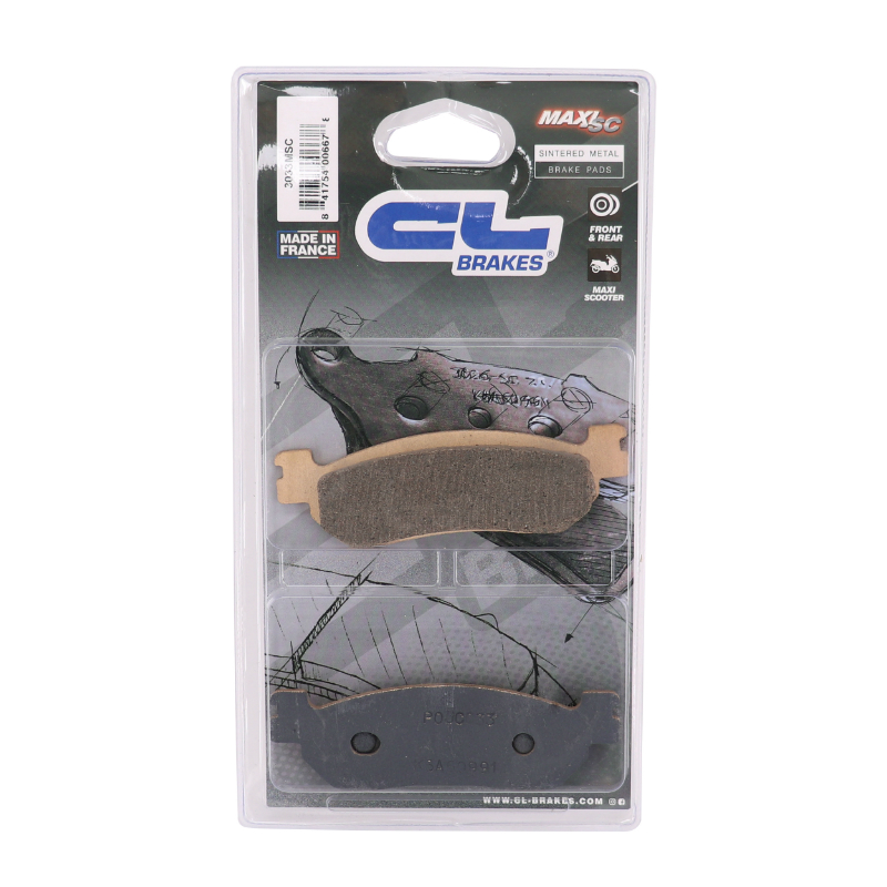 Plaquette de frein CL Brakes Yamaha 250 XMAX arrière - MBK 250 Cityliner arrière (1 jeu de 2 plaquettes) - vue 3