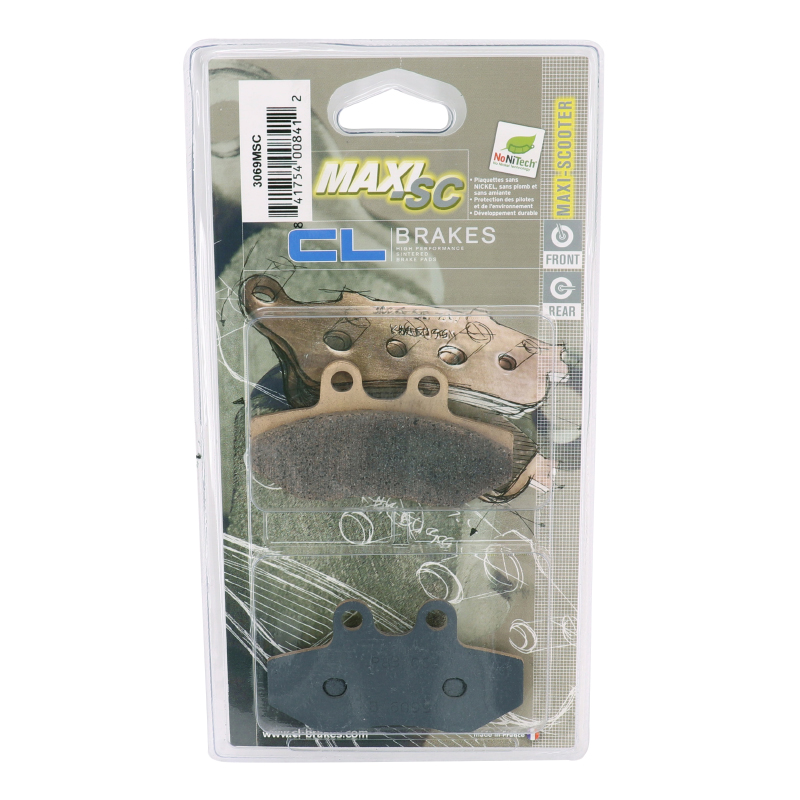 Plaquette de frein CL Brakes Yamaha 125 Cygnus X - MBK 125 Flame X - Gilera 125 Runner 1997-1999 avant (3069 MSC) - vue 3
