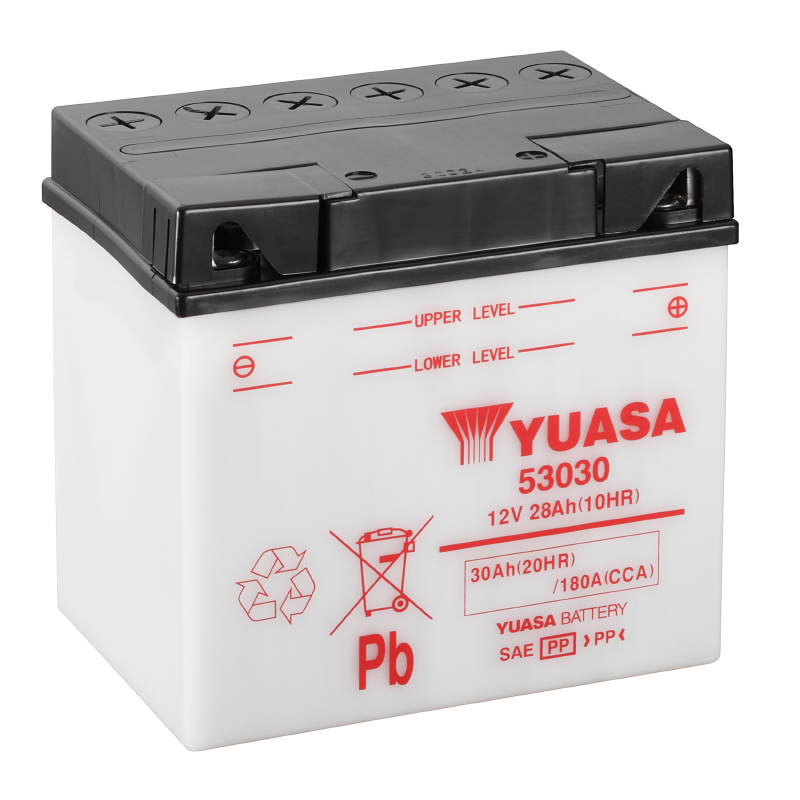 Batterie 12V 28 ah 53030 Yuasa yumicron conventionnelle avec entretien (lg186xl130xh171mm)