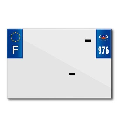 Bande plaque moto 210X145 pour PVC avec raison sociale dep.976-EURO (vendu a l'unite)