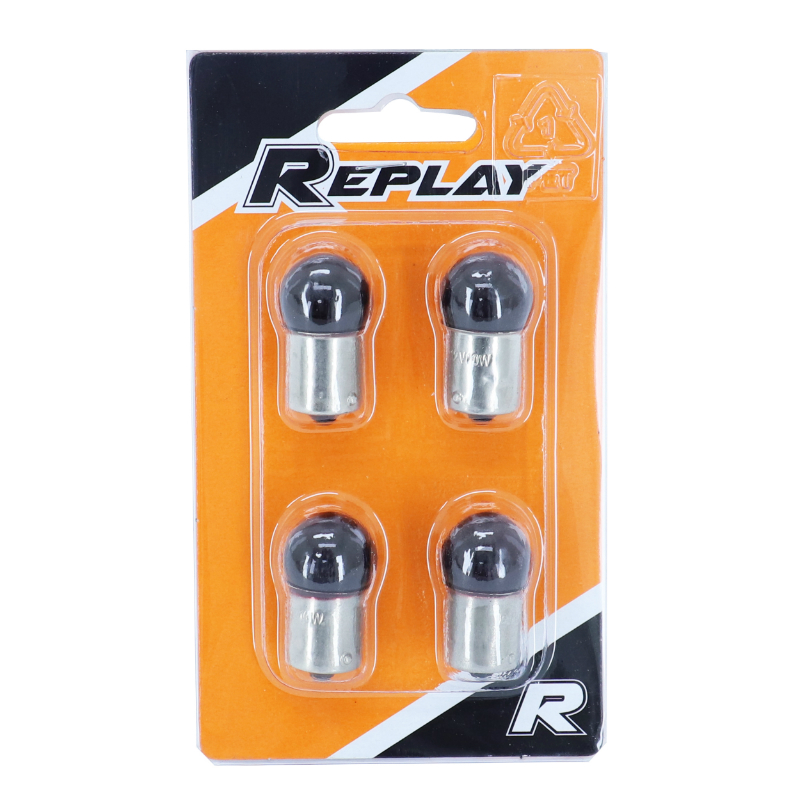 Ampoule standard 12V 10W culot BA15S R10W rouge feu de position REPLAY (lot de 4) - vue 3