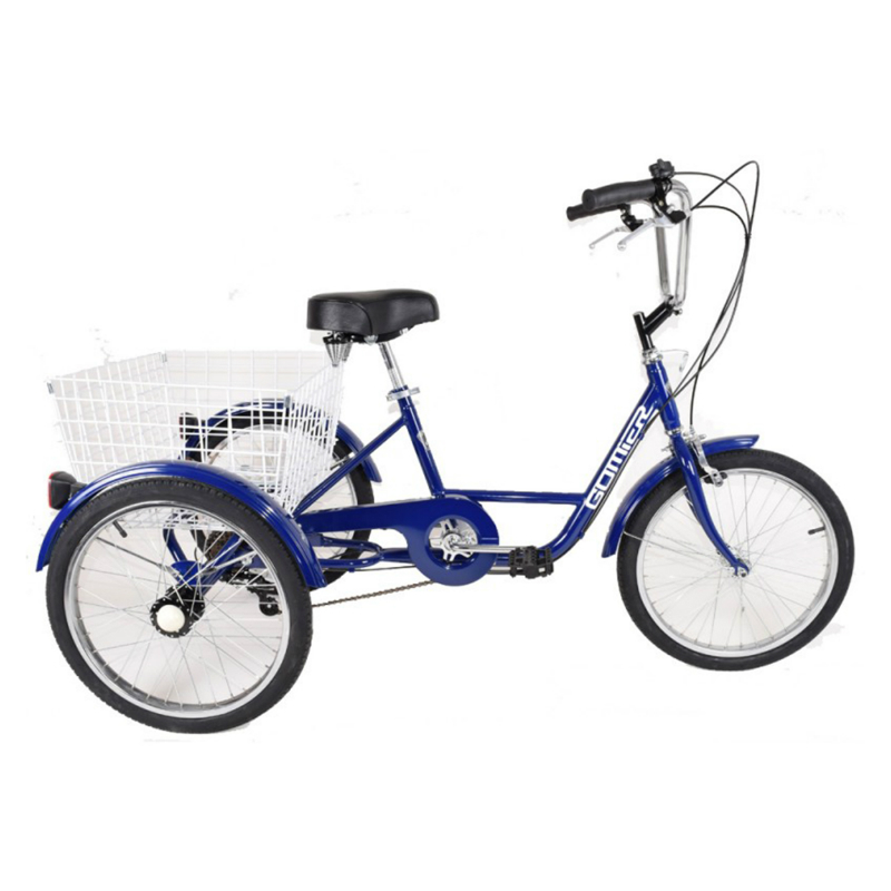 Tricycle musculaire adulte 20" bleu 5 vitesses avec panier - poids charge maxi 100 KG - homologation NF30020 - vue 2